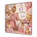 Sister 45th Birthday Card Blonde Dressing Table Pink Roses