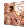Aunty 55th Birthday Card Brunette Dressing Table Pink Roses