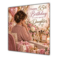 Daughter 55th Birthday Card Brunette Dressing Table Pink Roses