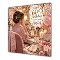 Sister 60th Birthday Card Brunette Dressing Table Pink Roses