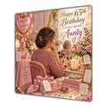 Aunty 65th Birthday Card Brunette Dressing Table Pink Roses