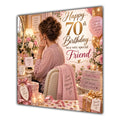 Friend 70th Birthday Card Brunette Dressing Table Pink Roses