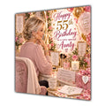 Aunty 55th Birthday Card Blonde Dressing Table Pink Roses