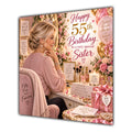 Sister 55th Birthday Card Blonde Dressing Table Pink Roses