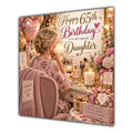 Daughter 65th Birthday Card Blonde Dressing Table Pink Roses