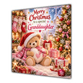 Granddaughter Christmas Card Teddy Bear Santa Hat Star and Gifts - unpersonalised 15 cm square matte greeting card