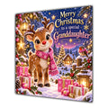 Granddaughter Christmas Card Cute Reindeer Snowy Village and Gifts - unpersonalised 15 cm square matte greeting card