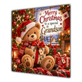 Grandson Christmas Card Teddy Bear Santa Hat Christmas Present - unpersonalised 15 cm square matte greeting card