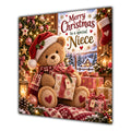 Niece Christmas Card Teddy Bear Santa Hat Christmas Present - unpersonalised 15 cm square matte greeting card