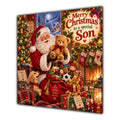 Son Christmas Card Santa Claus Teddy Bear and Toy Sack - unpersonalised 15 cm square matte greeting card