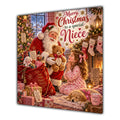 Niece Christmas Card Santa Claus Teddy Bear and Toy Sack - unpersonalised 15 cm square matte greeting card