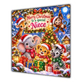 Niece Christmas Card Cute Safari Animals Christmas Gifts - unpersonalised 15 cm square matte greeting card