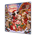Daughter Christmas Card Cute Farm Animals Snowy Barn and Gifts - unpersonalised 15 cm square matte greeting card