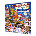 Nephew Christmas Card Yellow Digger Christmas Gifts Snowy Scene - unpersonalised 15 cm square matte greeting card