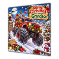 Grandson Christmas Card Monster Truck Christmas Gifts Snowy Scene - unpersonalised 15 cm square matte greeting card