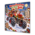 Son Christmas Card Monster Truck Christmas Gifts Snowy Scene - unpersonalised 15 cm square matte greeting card
