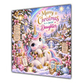 Daughter Christmas Card Pastel Unicorn Christmas Gifts Snowy Village - unpersonalised 15 cm square matte greeting card