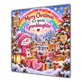 Granddaughter Christmas Card Rainbow Snowman Woodland Animals Gifts - unpersonalised 15 cm square matte greeting card