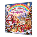 Granddaughter Christmas Card Rainbow Snowman Woodland Animals Gifts - unpersonalised 15 cm square matte greeting card