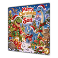 Son Christmas Card Cute Dinosaurs Christmas Gifts Snowy Scene - unpersonalised 15 cm square matte greeting card