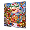 Boy Christmas Card Cute Dinosaurs Christmas Gifts Snowy Scene - unpersonalised 15 cm square matte greeting card