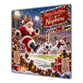 Nephew Christmas Card Football Santa Snowy Stadium Christmas Gifts - unpersonalised 15 cm square matte greeting card