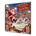 Boy Christmas Card Football Santa Snowy Stadium Christmas Gifts - unpersonalised 15 cm square matte greeting card