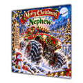 Nephew Christmas Card Monster Truck Snowy Village Christmas Gifts - unpersonalised 15 cm square matte greeting card