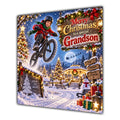 Grandson Christmas Card BMX Bike Jump Snowy Village Christmas Gifts - unpersonalised 15 cm square matte greeting card