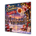 Boy Christmas Card Basketball Hoop Snowy Court Christmas Gifts - unpersonalised 15 cm square matte greeting card