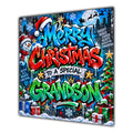 Grandson Christmas Card Colourful Graffiti Snowman Christmas Gifts - unpersonalised 15 cm square matte greeting card