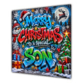 Son Christmas Card Colourful Graffiti Snowman Christmas Gifts - unpersonalised 15 cm square matte greeting card