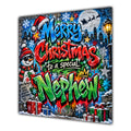Nephew Christmas Card Colourful Graffiti Snowman Christmas Gifts - unpersonalised 15 cm square matte greeting card