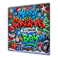 Boy Christmas Card Colourful Graffiti Snowman Christmas Gifts - unpersonalised 15 cm square matte greeting card