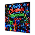 Grandson Christmas Card Neon Gaming Controller Headphones Christmas - unpersonalised 15 cm square matte greeting card