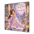 Granddaughter Christmas Card Christmas Princess Pink Dress Winter Castle - unpersonalised 15 cm square matte greeting card