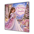 Daughter Christmas Card Christmas Princess Pink Dress Winter Castle - unpersonalised 15 cm square matte greeting card
