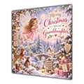 Granddaughter Christmas Card Pink Christmas Fairy Snowy Woodland Animals - unpersonalised 15 cm square matte greeting card