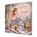Daughter Christmas Card Pink Christmas Fairy Snowy Woodland Animals - unpersonalised 15 cm square matte greeting card