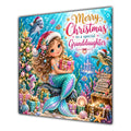 Granddaughter Christmas Card Christmas Mermaid Dolphins Underwater Gifts - unpersonalised 15 cm square matte greeting card