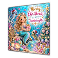 Granddaughter Christmas Card Christmas Mermaid Dolphins Underwater Gifts - unpersonalised 15 cm square matte greeting card