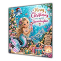 Granddaughter Christmas Card Christmas Mermaid Dolphins Underwater Gifts - unpersonalised 15 cm square matte greeting card