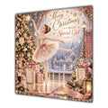 Girl Christmas Card Ballerina Pink Tutu Christmas Tree and Gifts - unpersonalised 15 cm square matte greeting card