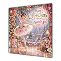 Girl Christmas Card Ballerina Pink Tutu Nutcracker Christmas Gifts - unpersonalised 15 cm square matte greeting card