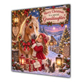 Granddaughter Christmas Card Girl and Pony Christmas Gifts Snowy Stable - unpersonalised 15 cm square matte greeting card