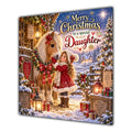 Daughter Christmas Card Girl and Pony Christmas Gifts Snowy Stable - unpersonalised 15 cm square matte greeting card