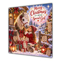 Girl Christmas Card Girl and Pony Christmas Gifts Snowy Stable - unpersonalised 15 cm square matte greeting card