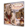Granddaughter Christmas Card White Horse Snowy Stable Christmas Gifts - unpersonalised 15 cm square matte greeting card