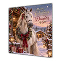 Daughter Christmas Card White Horse Snowy Stable Christmas Gifts - unpersonalised 15 cm square matte greeting card