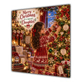 Daughter Christmas Card Brunette Decorating Christmas Tree Red Jumper - unpersonalised 15 cm square matte greeting card